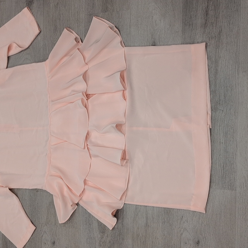 Lori Toronto Elegant Light Pink 3/4 Sleeve Tiered Midi Dress Size M - Picture 3 of 10